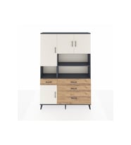 Arges Dolap 9 Raflı 4 Çekmeceli 4 Kapaklı 132x30x195 Antrasit-Aytaşı/Çam