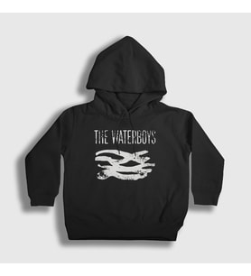Presmono Unisex Çocuk Siyah Logo Rock The Waterboys Kapüşonlu Sweatshirt 528432tt