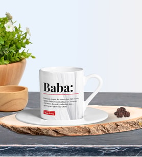Kişiye Özel Babalar Günü Temalı Türk Kahvesi Fincanı