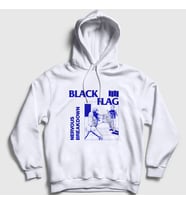 Presmono Unisex Beyaz Nervous Breakdown Black Flag Kapüşonlu Sweatshirt 476810tt