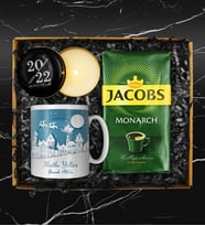 Yılbaşına Özel Mutlu Yıllar Kupası & 250 Gram Jacobs Filtre Kahve & Yılbaşına Özel Mum