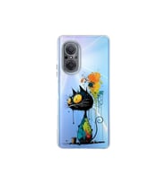 Huawei Nova 9 Se ile Uyumlu Splash Kedi Tasarımlı Şeffaf Silikon Kılıf
