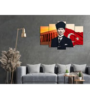 Atatürk Resimli 5 Parçalı Mdf Tablo Seti