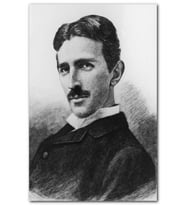 Cakatablo Nikola Tesla Siyah Beyaz Portresi MDF Tablo