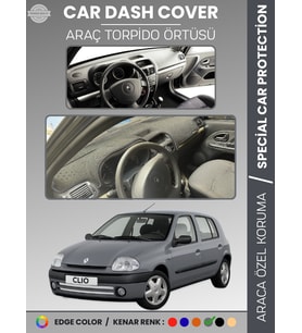 RENAULT CLIO 2 EKRANLI + ÇUKURLU (2001-2012) Torpido Örtüsü Ön Göğüs Koruma Torpido Koruma