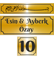 Metal Kapı İsimliği Gold Düz Besmele 0016