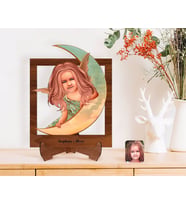 BK Gift Kişiye Özel Kız Çocuk Melek Karikatürlü Ahşap Standlı 3D Biblo-1 (Beyaz)