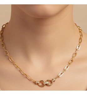 STİL İNCİSİ/XUPING JEWELRY İNCE ATAÇ MODEL ZİRKON TAŞLI KOLYE (Altın Rengi)