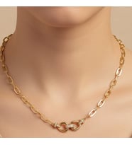 STİL İNCİSİ/XUPING JEWELRY İNCE ATAÇ MODEL ZİRKON TAŞLI KOLYE (Altın Rengi)