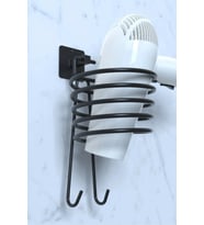Yapışkanlı siyah metal  2 askılı fön makinası tutacağı
