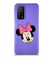 Xiaomi Mi 10T Pro Soft Premier Kapak Minnie Mouse-C Tasarımlı Silikon Kılıf - Mor (Şeffaf)