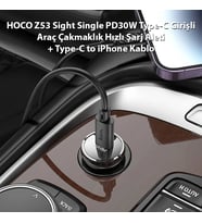 HOCO Z53 Sight Single PD30W Type-C Girişli Araç Çakmaklık Hızlı Şarj Aleti +  - HEP-8755-722