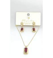 Ruby Elegance Gold Kadın Takı Seti (Kolye + Küpe)