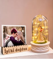 Doğum Günü Hediyesi Led Işıklı Kişiye Özel Fotoğraflı Şans Meleği Fanus