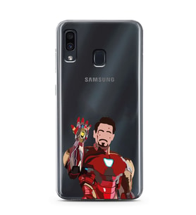 Samsung Galaxy A20/A30 Uyumlu Iron Man Desenli Şeffaf Telefon Kılıfı