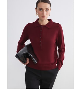 LCW Comfort Bordo Polo Yaka Kadın Triko Kazak