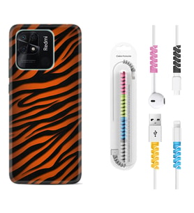 Xiaomi Redmi Note 7 8 9 Pro 10 2022 10 Pro 10S Kılıf Kablo Koruma Spiral Silikon Leopar Yeni 1676