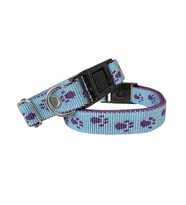 Markapet Köpek Tasması Patili Dokuma 2 cm - Min: 30 cm - Max: 50 cm Açık Mavi