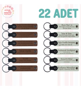 A Kahve & Beyaz, Minik Öğrenciler İçin Hatıra, 22’li Set, Kişiselleştirilebilir Yazılı Anahtarlık