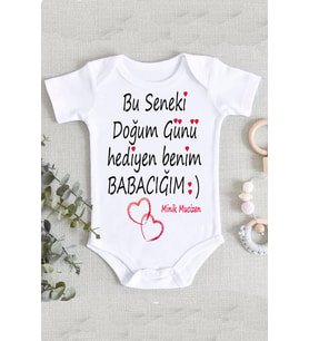 Unisex Beyaz Doğumgünü Hediye Baba Bebek Zıbın Body