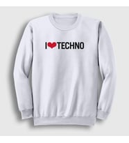 Presmono Unisex Beyaz I Love Techno Sweatshirt 543371tt (Beyaz)