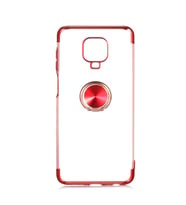 Redmi Note 9S / Redmi Note 9 Pro Kılıf Kenarları Renkli Yüzüklü Manyetik Silikon (Kırmızı)