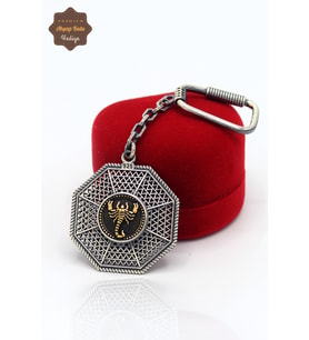 Akrep Model Oksitli 925 Ayar Gümüş Telkari Anahtarlık 201025721