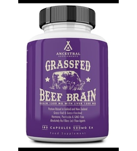 Ancestral Supplements Grass Fed Beef Brain with Beef Liver 3000MG 180 Capsul. Usa Menşei.OZELSPORCUGIDALARIN'DAN 3993 (Renksiz)