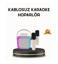 Mey İthalat® Bluetooth Karaoke Hoparlör Renkli LED Işıklı ve Type-C Şarjlı
