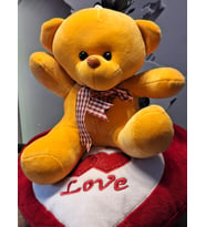 LOVE YASTIK YAZILI SEVGİLİ AYICIĞI (Hardal)