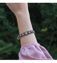 Elmas Montür Rose Gold Kaplama Sıra Taşlı Gümüş Kelepçe