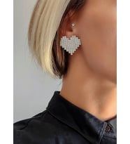Kalp Model Kristal Taşlı Küpe