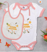 BK Kids Babamın Kızçesiyim Tasarımlı Pembe Bebek Body Zıbın ve Mama Önlüğü Hediye Seti-1