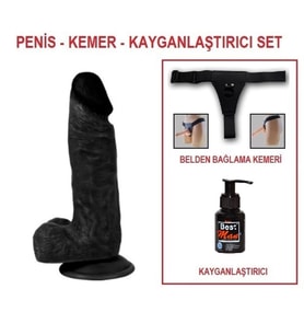 LilituShop 17 cm Belden Bağlamalı Realistik Dildo Siyahi Penis Set