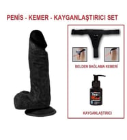 LilituShop 17 cm Belden Bağlamalı Realistik Dildo Siyahi Penis Set