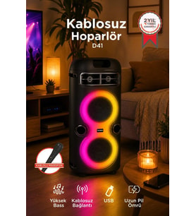 Torima Bluetooth Hoparlör Rgb Işıklı Mikrofonlu Taşınabilir Speaker D41 Siyah