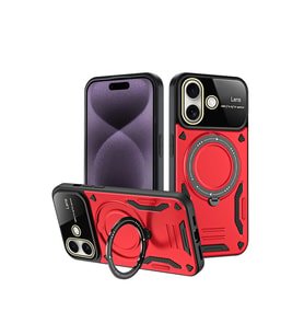 Iphone 16 Kılıf Joy Lens Standlı Kapak - Kırmızı