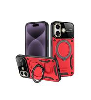 Iphone 16 Kılıf Joy Lens Standlı Kapak - Kırmızı