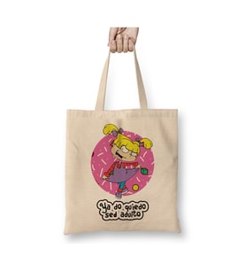 Rugrats Angelica Beyaz Bez Çanta Uzun Saplı Alışveriş Çantası Plaj Çantası