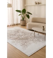 Hoom Rugs Vizyon 3504 Kahverengi Eskitme Desenli Akrilik Halı