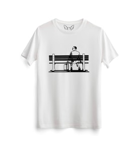 Forrest gump Tasarımlı Baskılı Beyaz Tshirt
