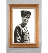 Altın Varaklı Paspartulu Çerçeveli Atatürk Tablo sd170