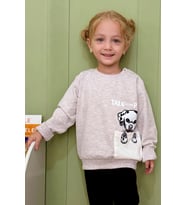 Breeze Kız Çocuk Sweatshirt Köpek Baskılı 2-6 Yaş, Bej Melanj
