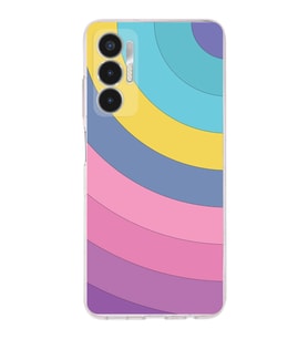 PrintiFy Tecno Pova 3 Uyumlu Kamera Korumalı Renk Cümbüşü B Tasarımlı Şeffaf Silikon Kılıf