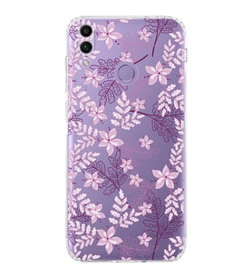 PrintiFy Huawei Honor 8C Uyumlu Kamera Korumalı Floral Pudra Tasarımlı Şeffaf Silikon Kılıf