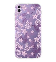 PrintiFy Huawei Honor 8C Uyumlu Kamera Korumalı Floral Pudra Tasarımlı Şeffaf Silikon Kılıf