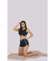 Lacivert Renkli Sporcu Şortlu Kadın Pijama Takımı S369