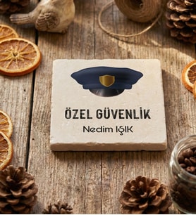 Kişiye Özel Özel Güvenlik Bardak Altlığı  Hediyesi (Krem)