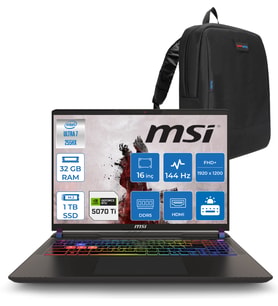 Msı Vector 16 Intel Core Ultra 7 255HX 32GB 1tb SSD RTX5070TI 12GB Tdp 140W Gddr7 Freedos 16" Fhd+ 144Hz Taşınabilir Bilgisayar A2XWHG091XTRF12 + Zetta Çanta