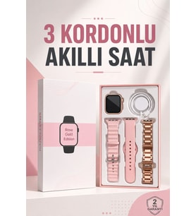 Akıllı Saat Amoled Ekran 3 Kordonlu Aksesuar Hediyeli Sesli Görüşme